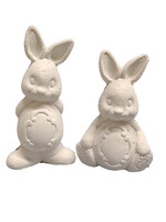 Creative Kreations Ceramics and Gifts Egg Belly Bunny 5" set of 2 ceramic bisque, ready to paint