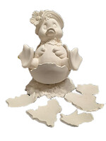 Creative Kreations Ceramics and Gifts Duck in Cracked Egg ceramic bisque, ready to paint