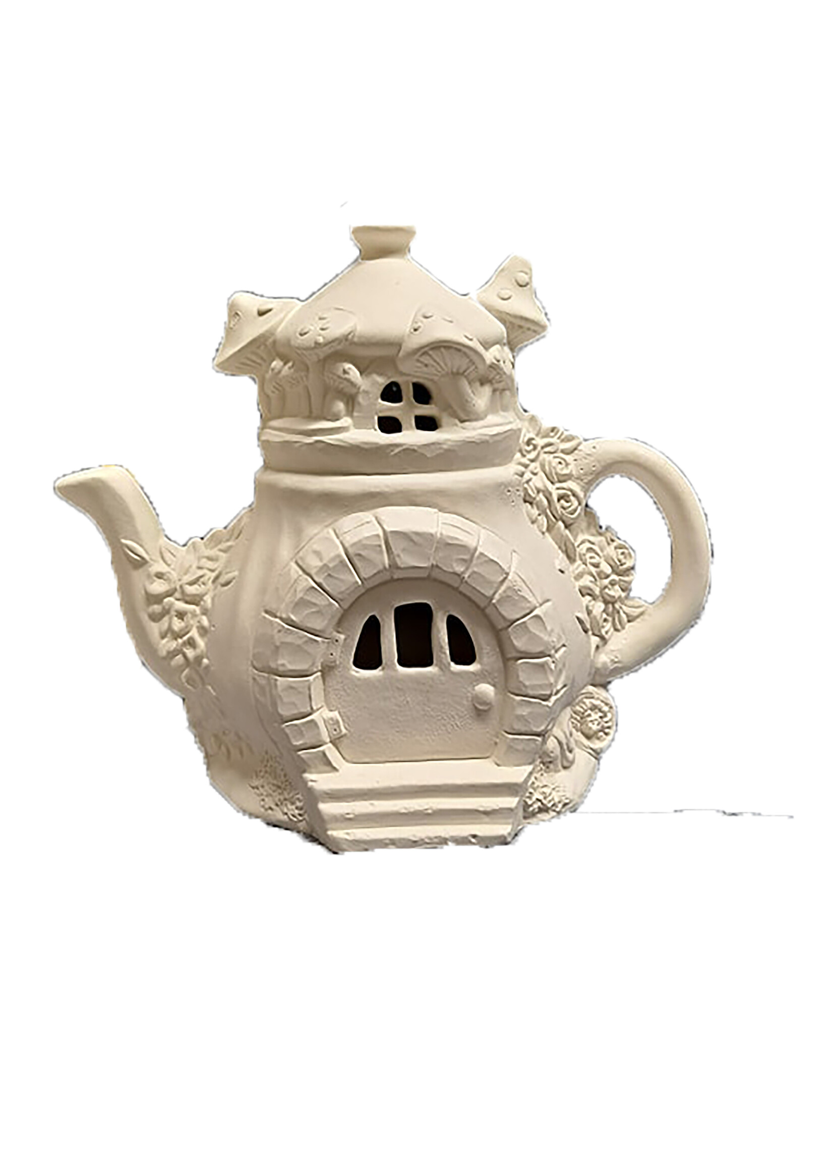 Creative Kreations Ceramics and Gifts Charming Mushroom Teapot 9" x 8" Ceramic Bisque, Ready to Paint