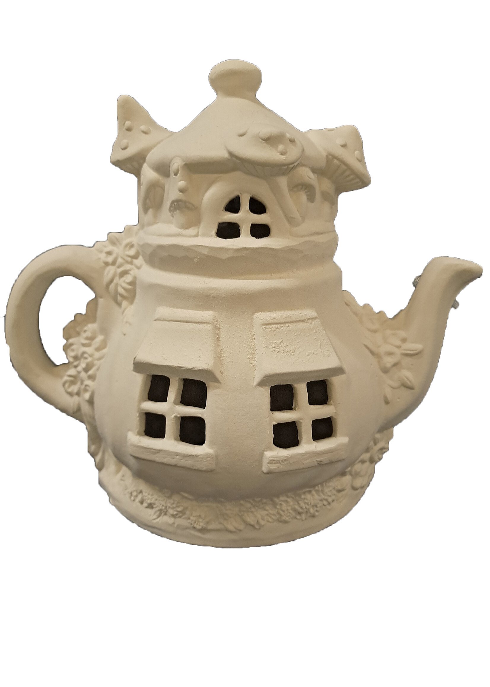 Creative Kreations Ceramics and Gifts Charming Mushroom Teapot 9" x 8" Ceramic Bisque, Ready to Paint