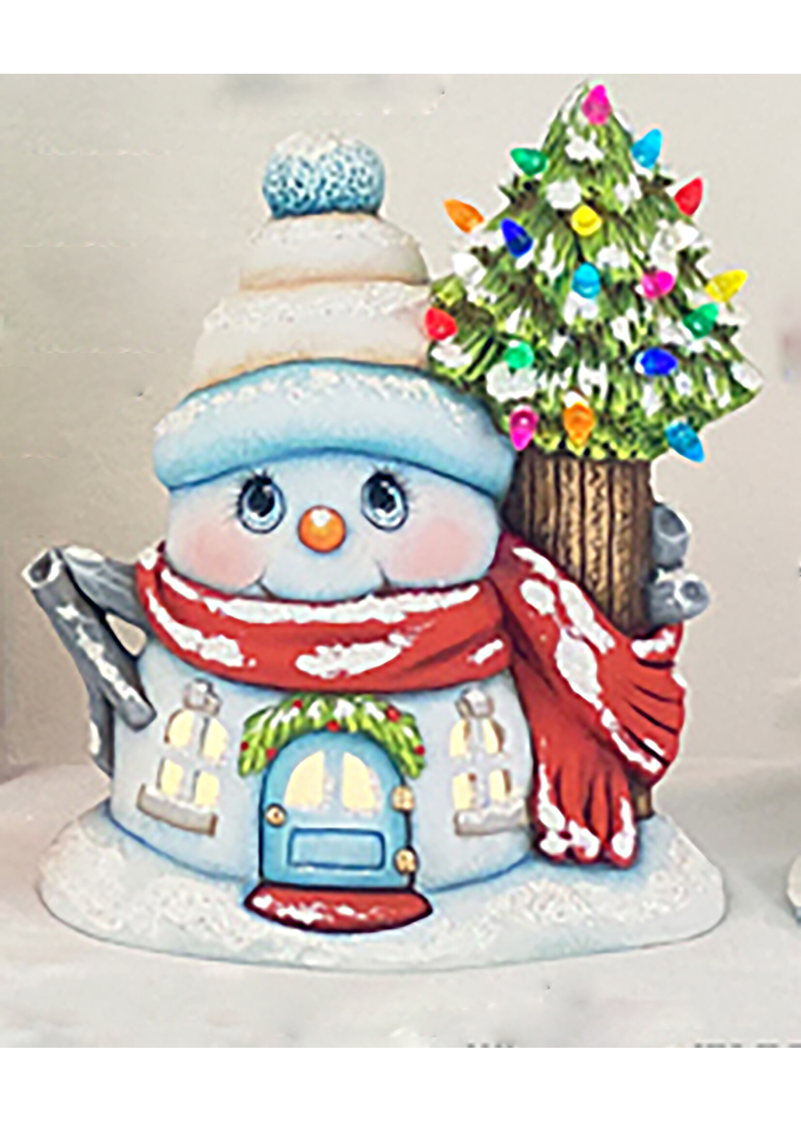 Creative Kreations Ceramics and Gifts Comfy Snowman Getaway 10" Fairy House Ceramic Bisque, Ready to Paint