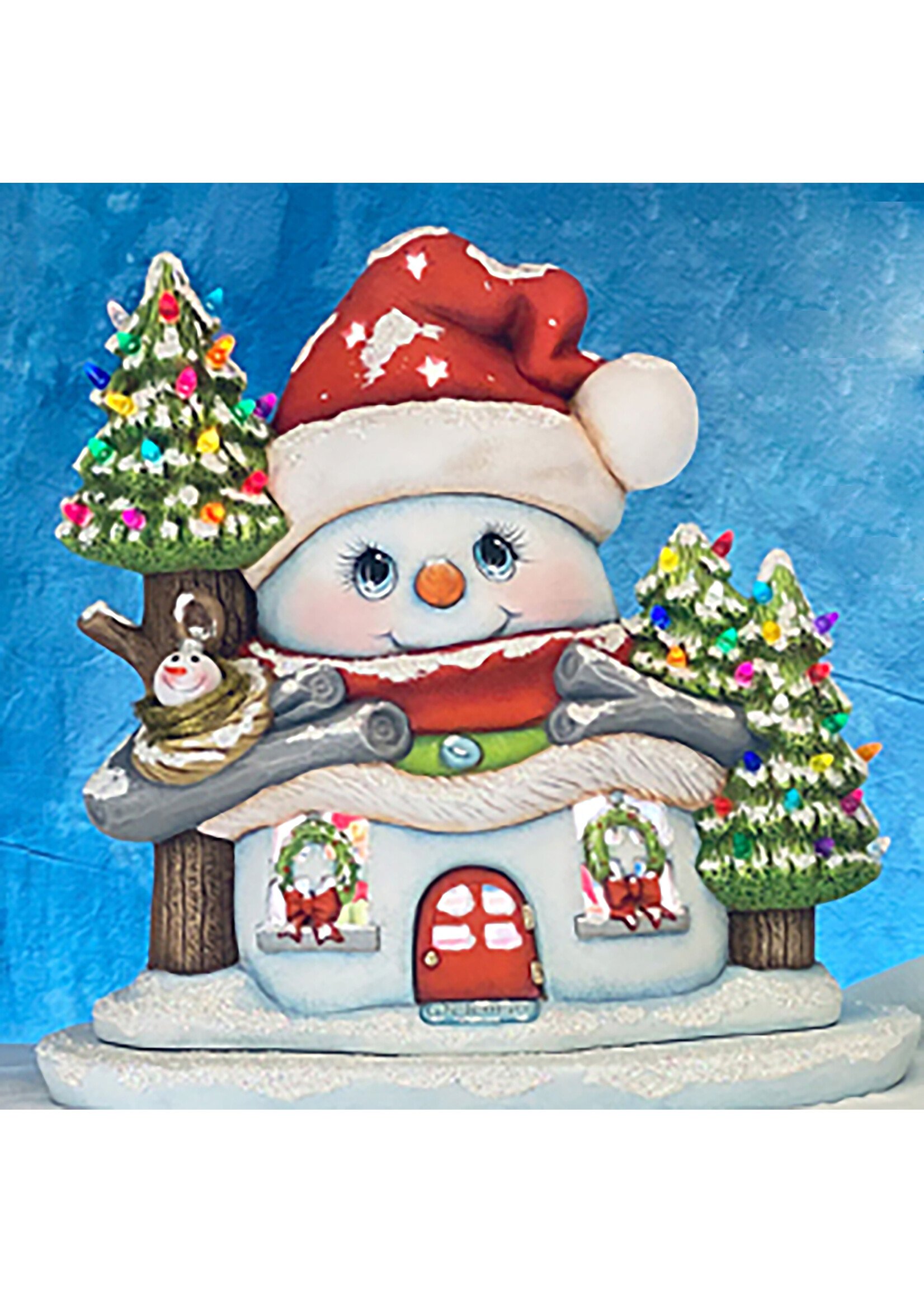 Creative Kreations Ceramics and Gifts Cozy Snowman Cottage  15" x 10" Fairy House, Ceramic Bisque, Ready to Paint