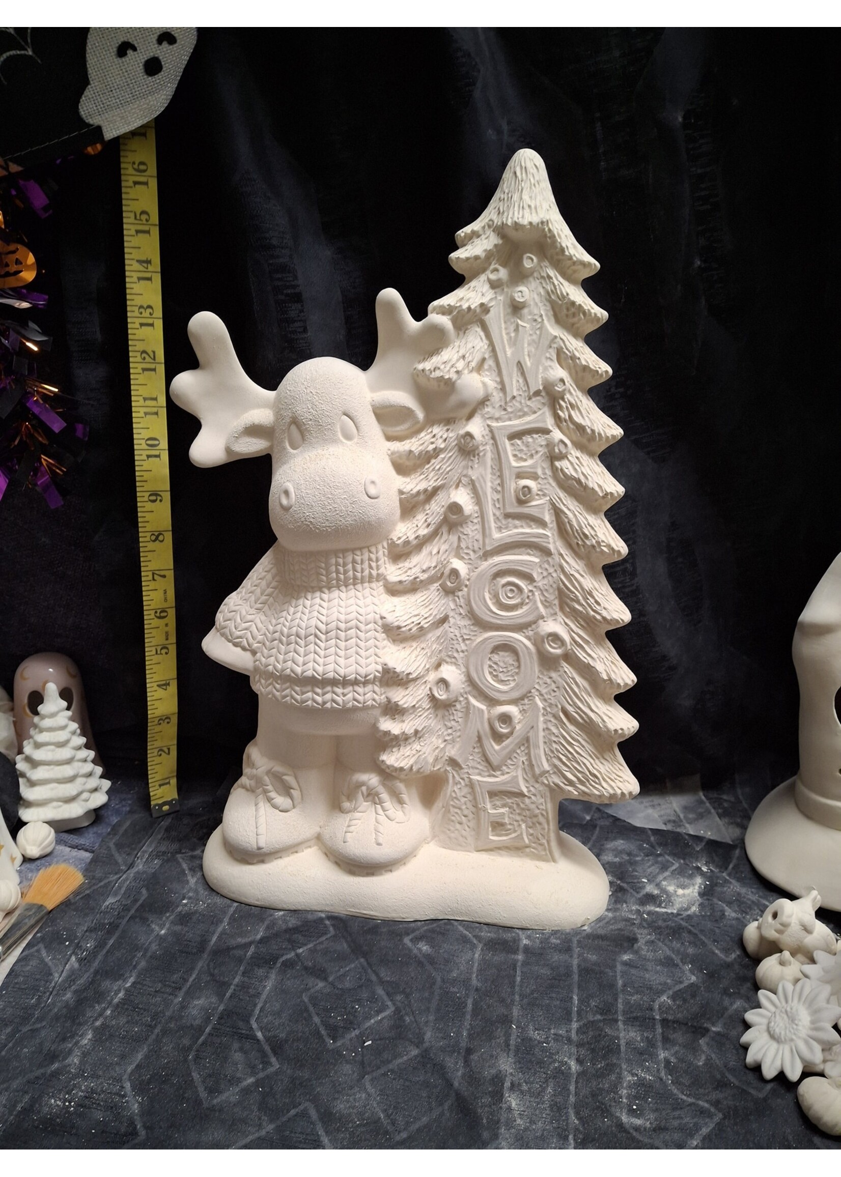 Creative Kreations Ceramics and Gifts Welcome Moose 17" Ceramic Bisque, Ready to Paint