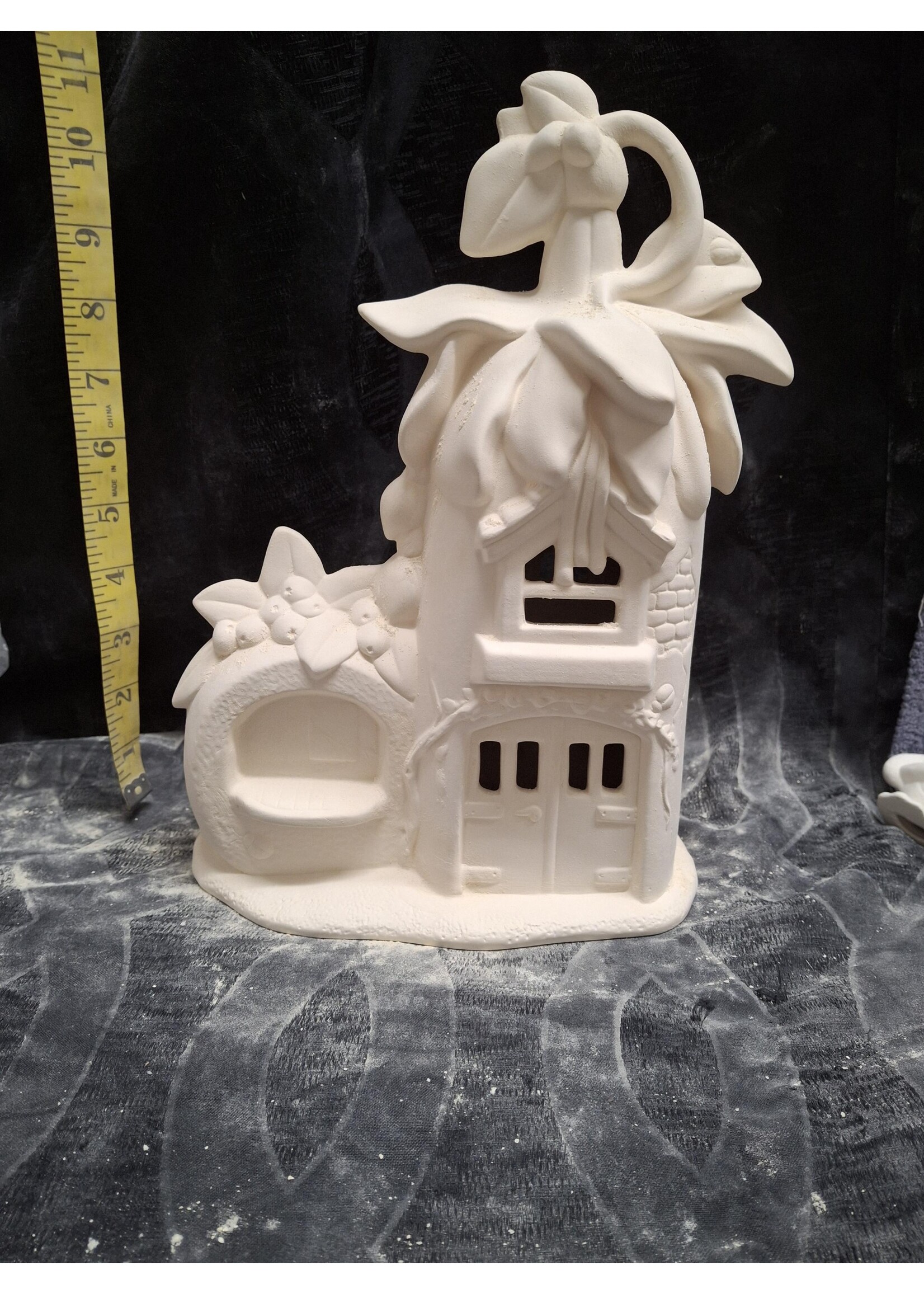 Creative Kreations Ceramics and Gifts Fuchsia Farm and Berry Stand Fairy House 11" Ceramic Bisque ready to paint