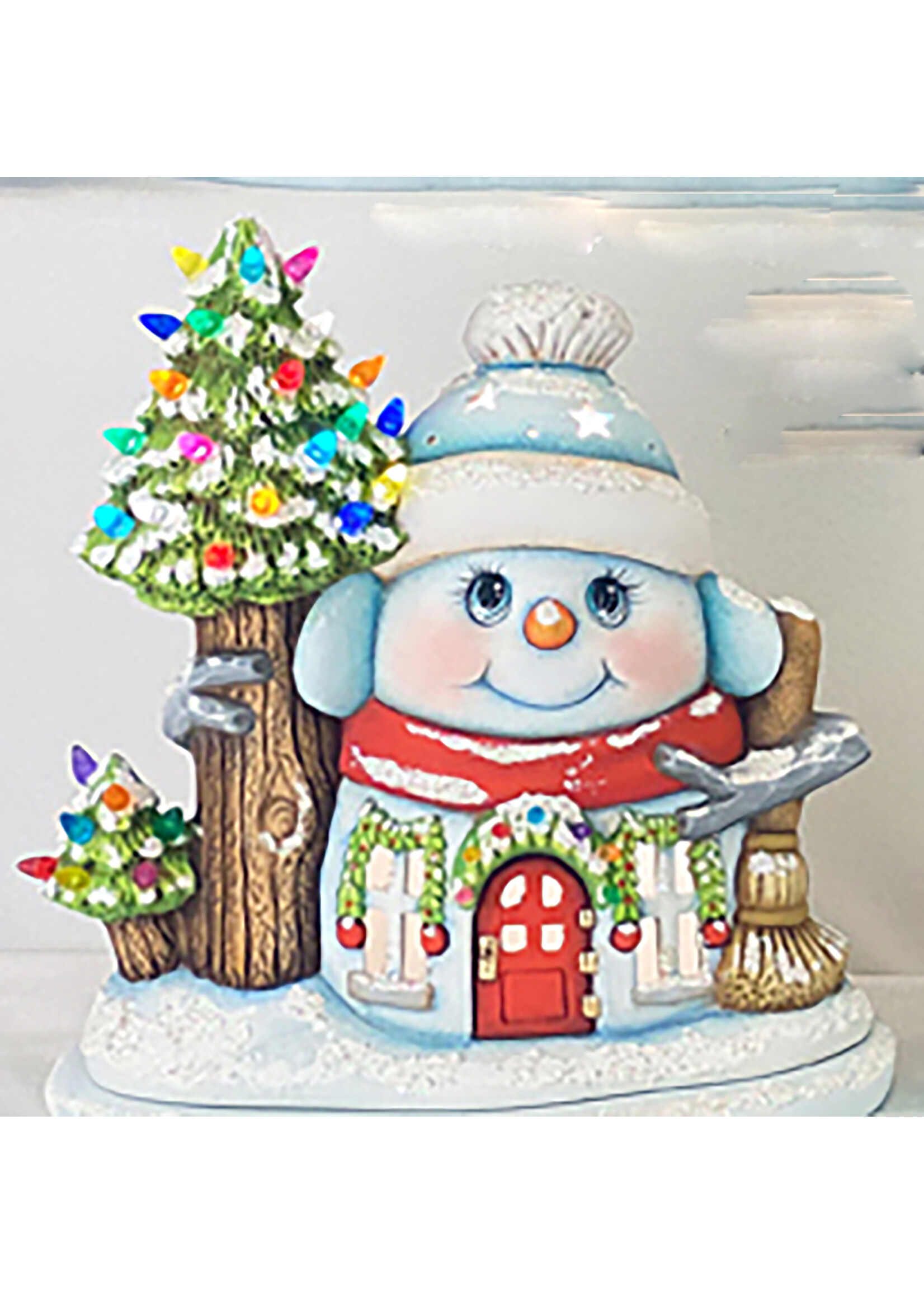 Creative Kreations Ceramics and Gifts Toasty Snowman Retreat 10" x 9" Fairy House Ceramic Bisque, Ready to Paint