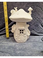 Creative Kreations Ceramics and Gifts Mushroom 9" Fairy House, Ceramic Bisque, Ready to Paint