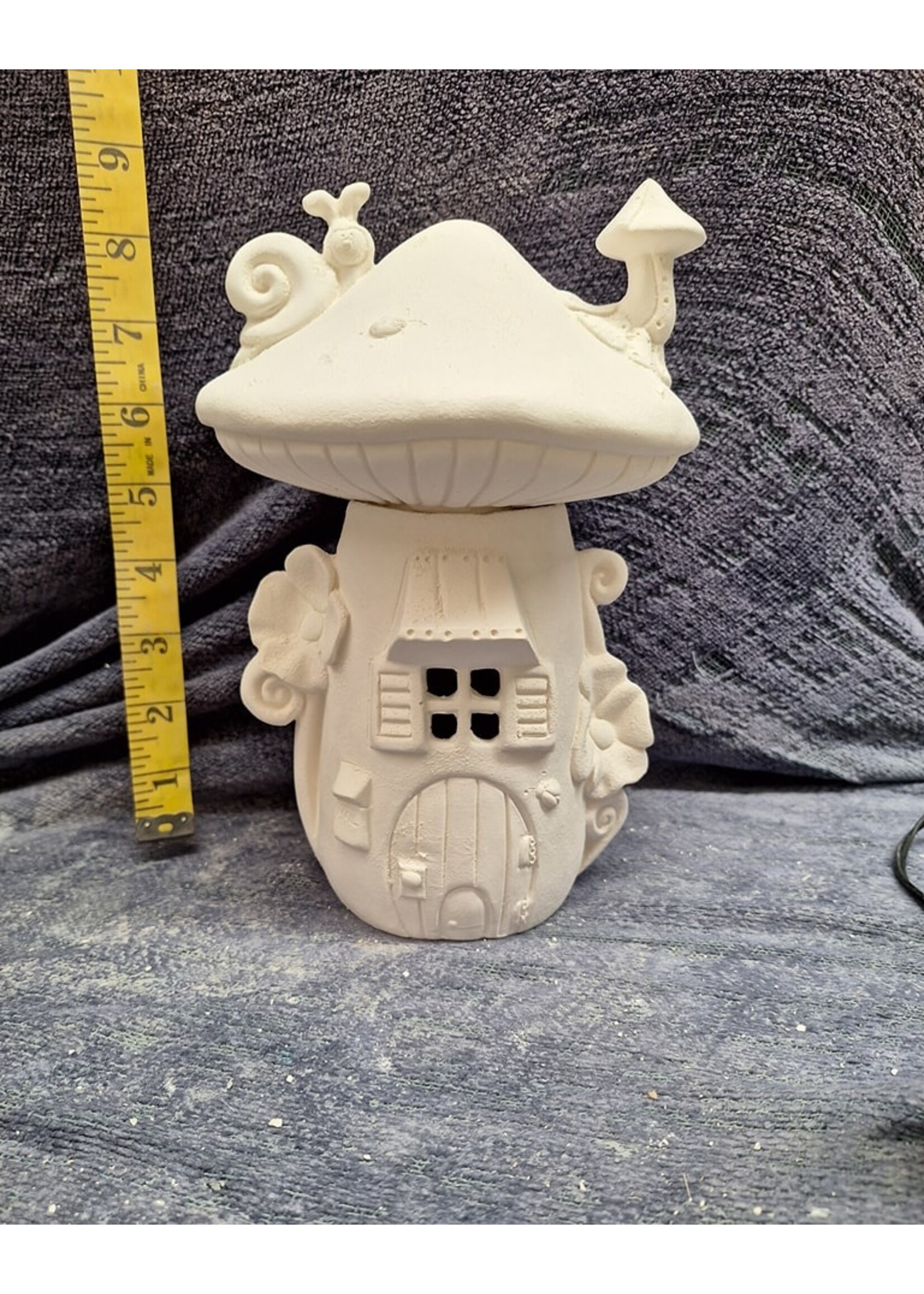 Creative Kreations Ceramics and Gifts Mushroom 9" Fairy House, Ceramic Bisque, Ready to Paint
