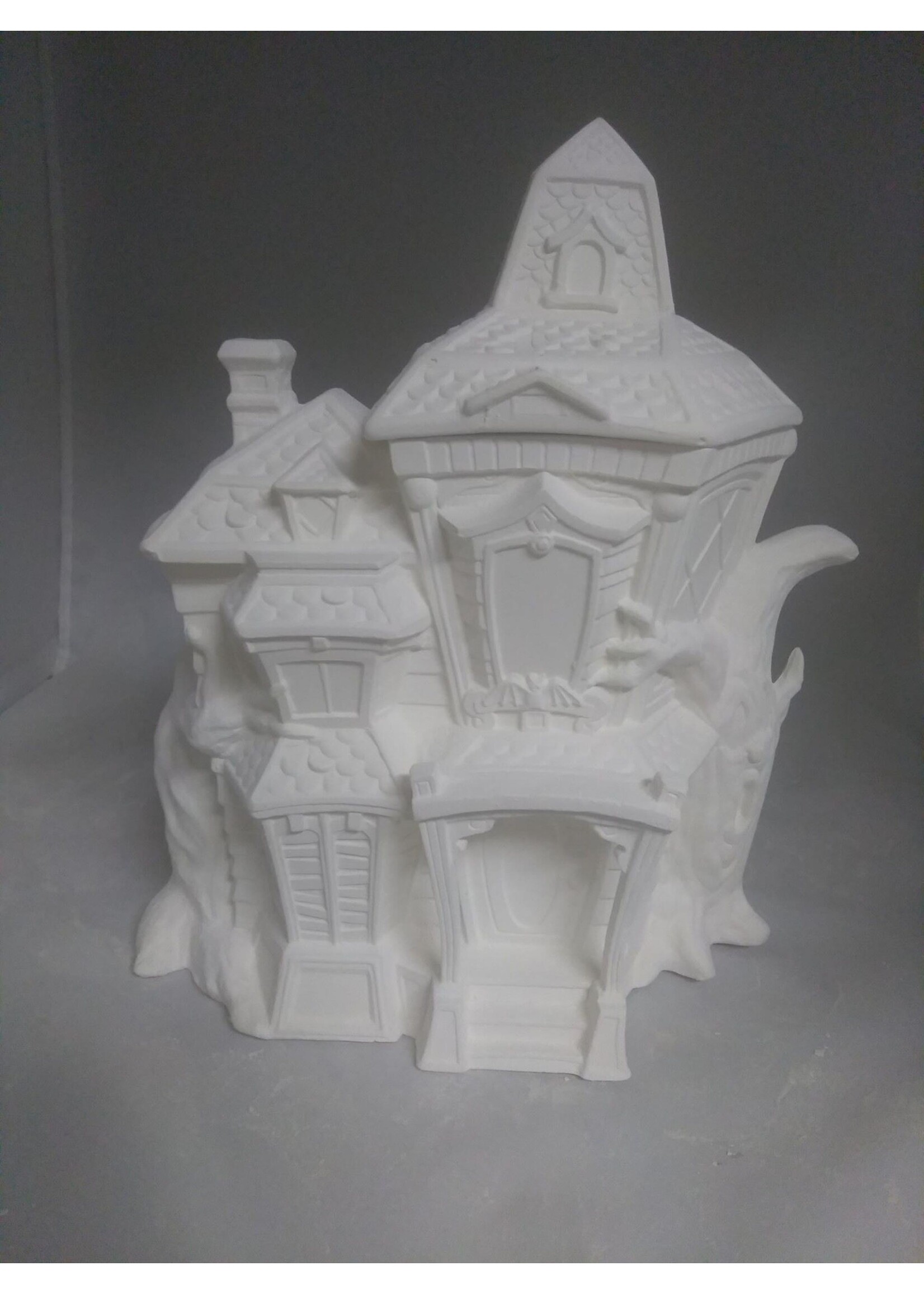 Creative Kreations Ceramics and Gifts Haunted House Canister Ceramic Bisque, Ready to Paint