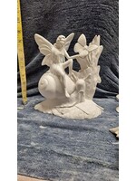 Creative Kreations Ceramics and Gifts Fairy with Snail and Butterfly 8" Ceramic Bisque, Ready to paint