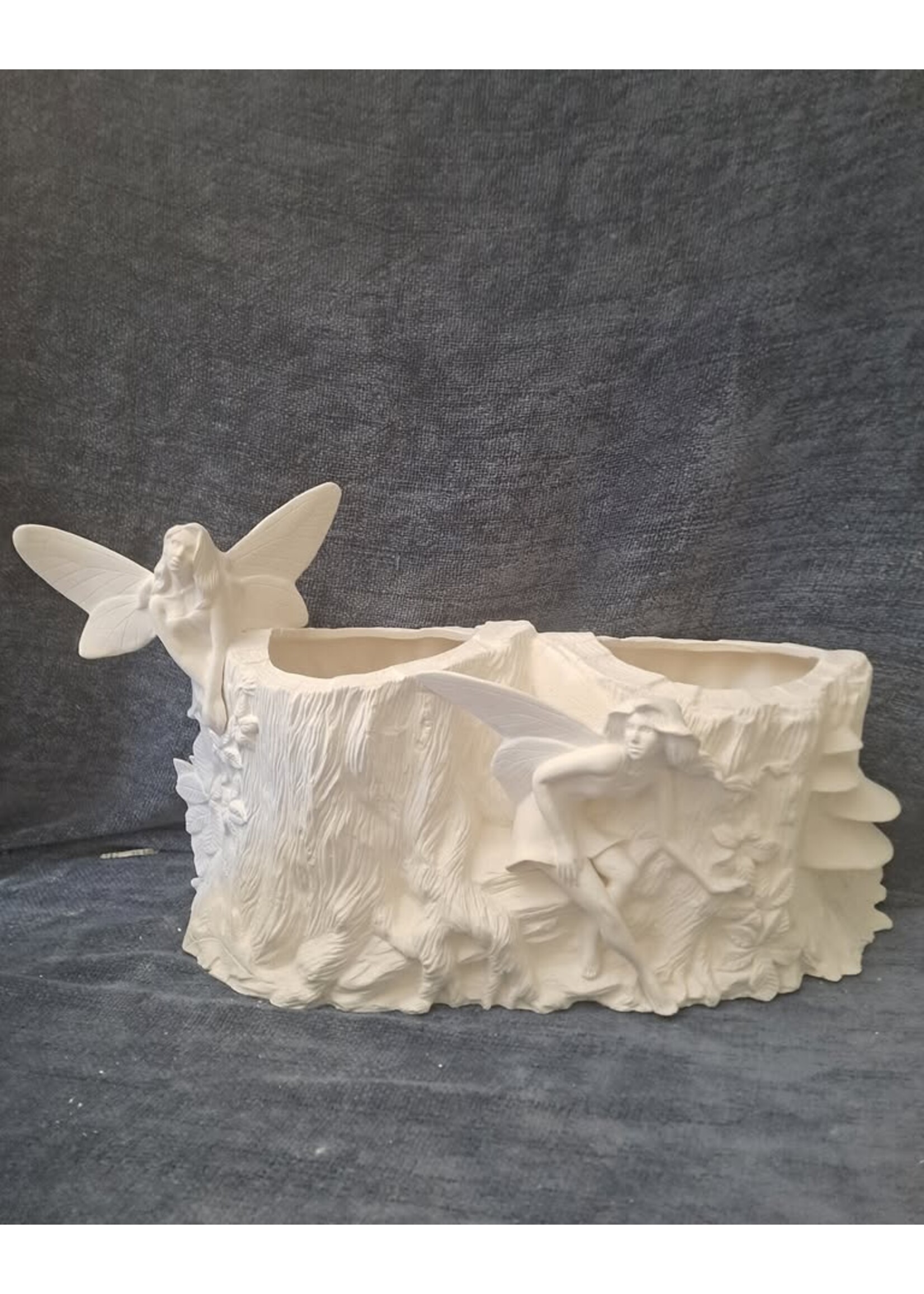 Creative Kreations Ceramics and Gifts Fairy Double Planter Ceramic Bisque, Ready to Paint