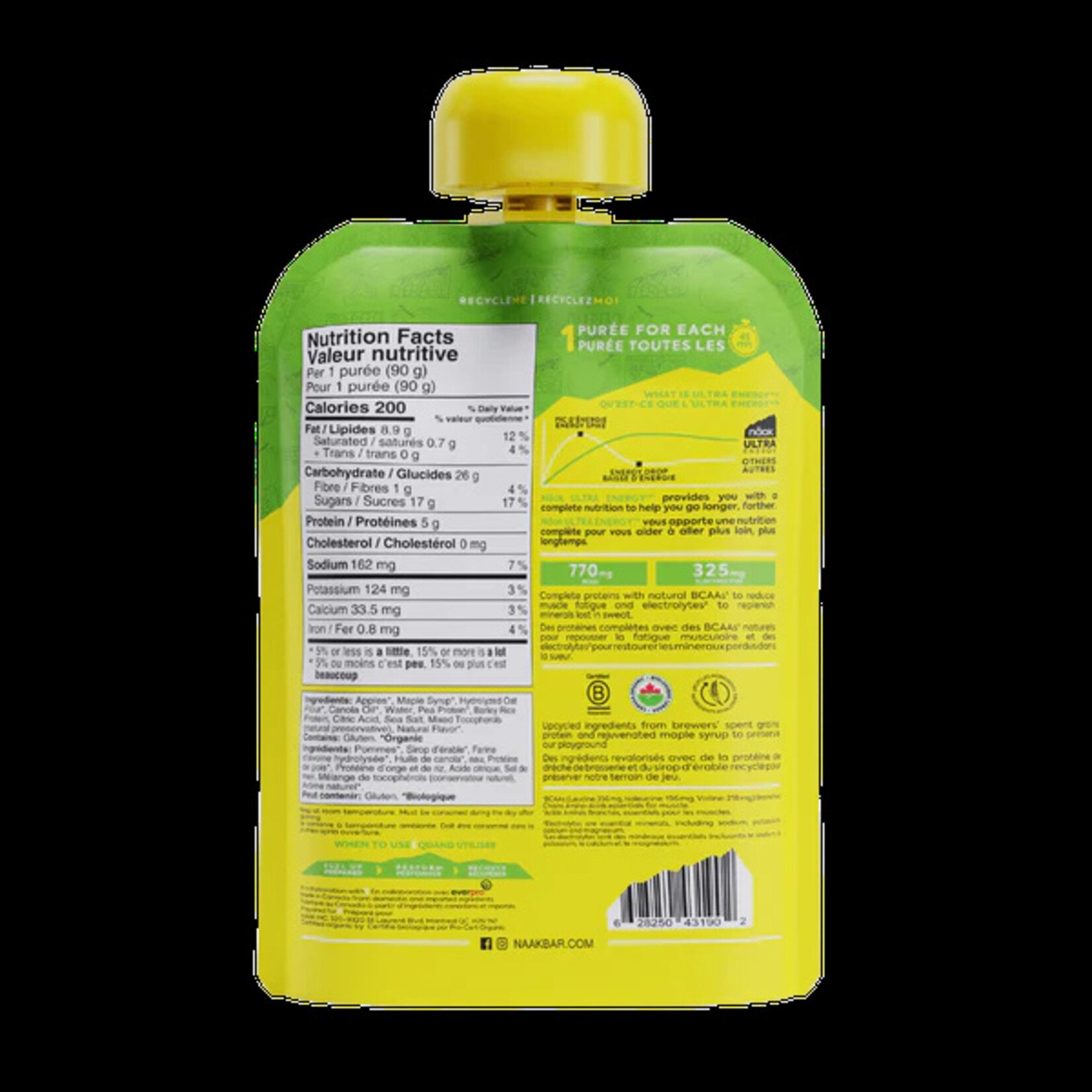 Naak Naak Energy Puree Apple/Maple Syrup 57g single