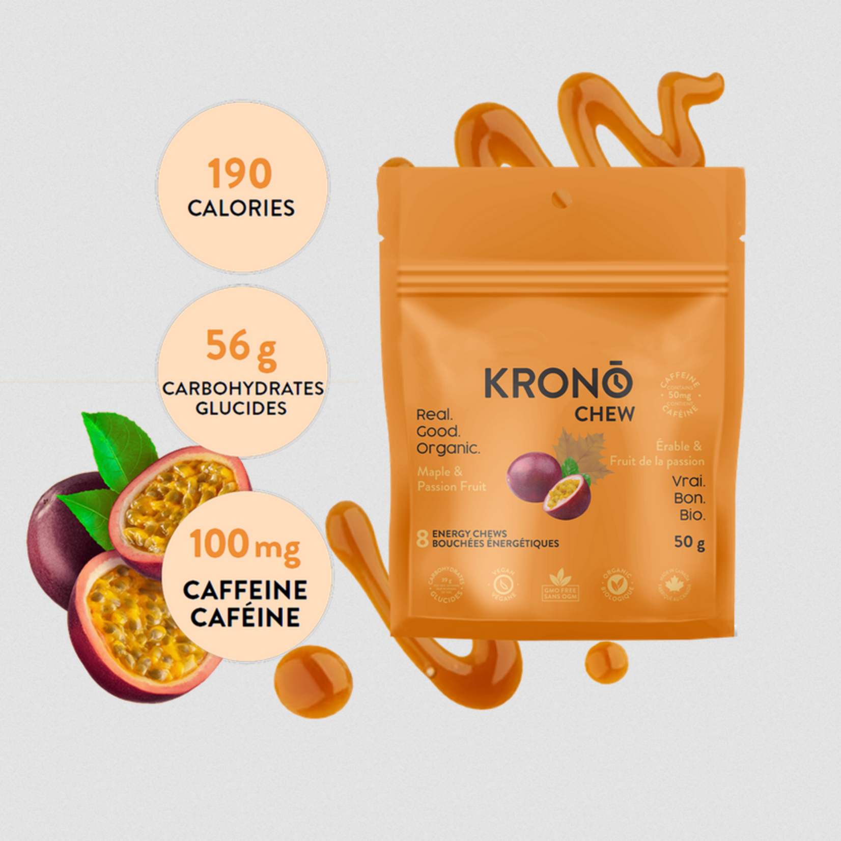 Krono Krono Maple-Passion Fruit-Caffeine Chew