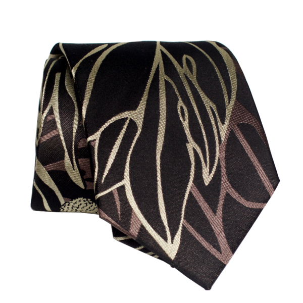 Pineapple Palaka Ulu Black:  Modern Silk Necktie