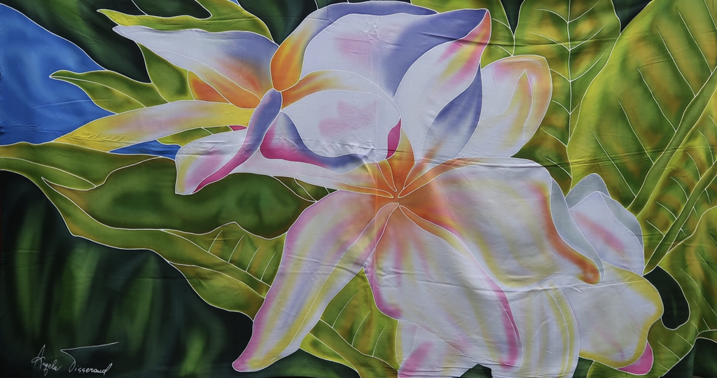 Angela Tisseraud NORTH SHORE PLUMERIA: HAND PAINTED PAREO