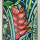 Miriam Zora Engel RED HELICONIA-FRAMED ORIGINAL ACRYLIC PAINTING ON WOOD PANEL, 11”X14” (WITH FRAME: 13.25”X16.25”)