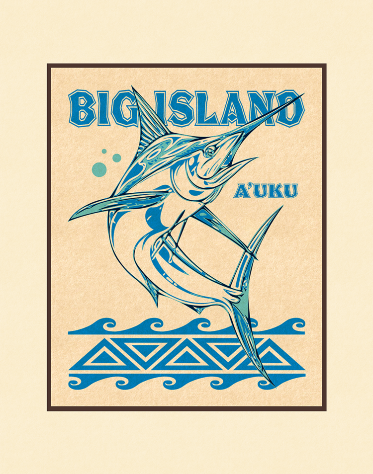Aloha Posters BIG ISLAND A'UKU 11X14 MATTED PRINT