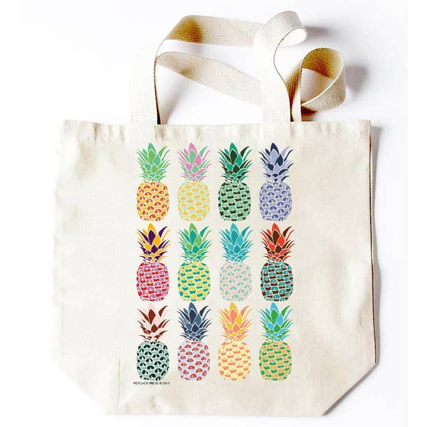 Potluck Press MULTI PINEAPPLE PATTERN TOTE BAG