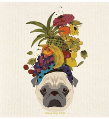Potluck Press CARMEN MIRANDA PUG SWEDISH DISHCLOTH