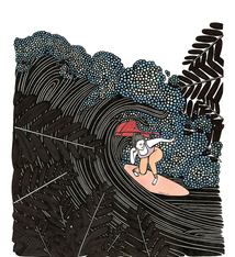 Kris Goto Umbrella Squeeze, 11”x14” Matted Art Print