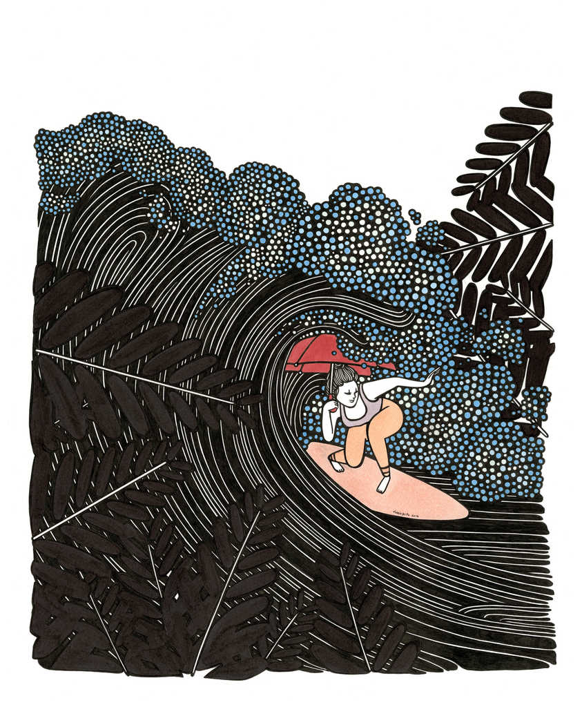 Kris Goto Umbrella Squeeze, 11”x14” Matted Art Print