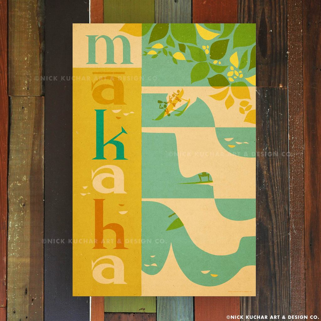 Nick Kuchar 12X18 RETRO TRAVEL PRINT: MAKAHA