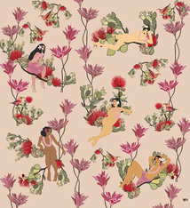 Margie Rice LOUNGING AMONGST THE OHIA - 12X12 MATTED PRINT