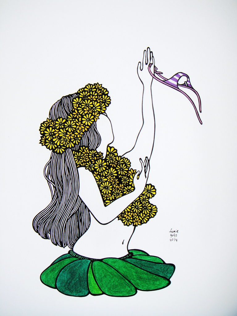 Kris Goto Hula Girl Bottom, 11”x14” Matted Art Print