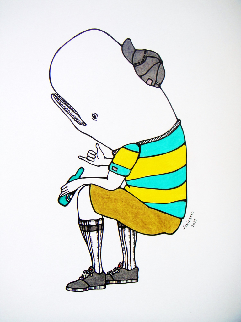 Kris Goto Hip Whale, 11”x14” Matted Art Print