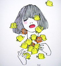 Kris Goto Fishies, 11”x14” Matted Art Print