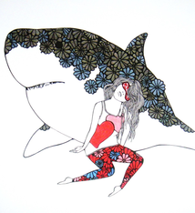 Kris Goto Shark Love, 11”x14” Matted Art Print