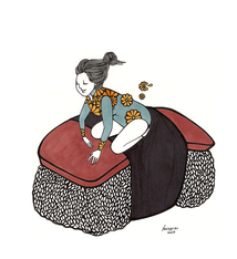 Kris Goto Spam Girl, 11”x14” Matted Art Print