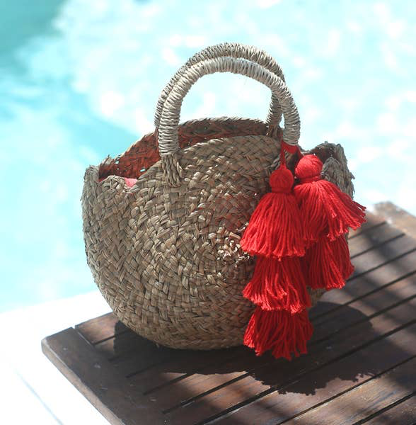 red wicker bag