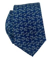 Pineapple Palaka Honu Blue v3 SLIM: Modern Silk Necktie