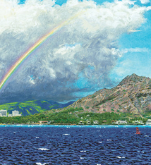 Carol Collette Diamond Head & Waikiki, 7”x14” Gallery Wrap Giclee on Canvas