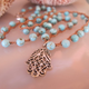 MiNei Designs 2421 22" Necklace with Turquoise Beads and Sterling Hamsa Pendant