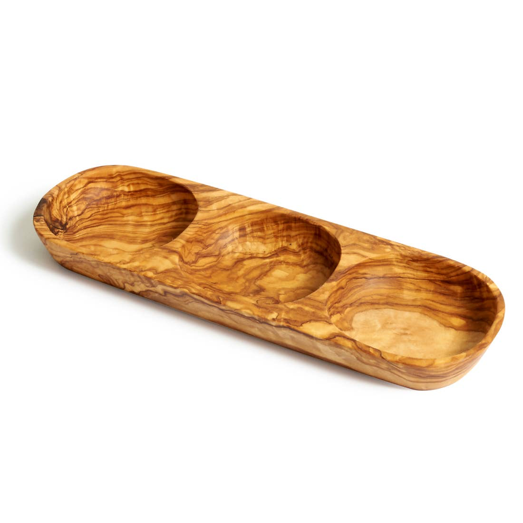 Natural Olive Wood THREE SECTION TRAY