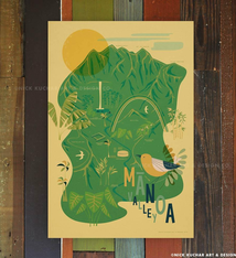 Nick Kuchar 12X18 RETRO HAWAII TRAVEL PRINT: MANOA VALLEY