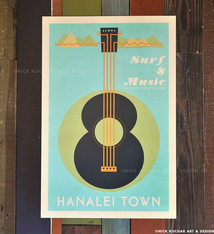 Nick Kuchar 12X18 RETRO TRAVEL PRINT: HANALEI TOWN