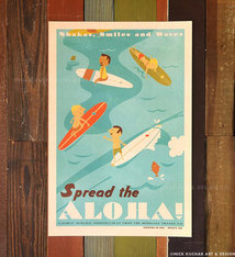 Nick Kuchar 12X18 RETRO HAWAII TRAVEL PRINT: SPREAD THE ALOHA