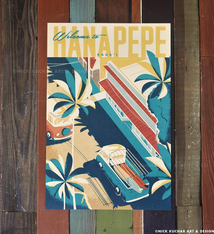 Nick Kuchar 12X18 RETRO TRAVEL PRINT: HANAPEPE TOWN