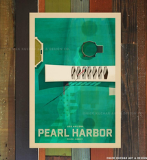 Nick Kuchar 12X18 RETRO HAWAII TRAVEL PRINT: PEARL HARBOR