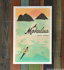 Nick Kuchar 12X18 RETRO HAWAII TRAVEL PRINT: MOKULUA ISLANDS