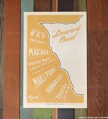 Nick Kuchar 12X18 RETRO HAWAII TRAVEL PRINT: LEEWARD MAP