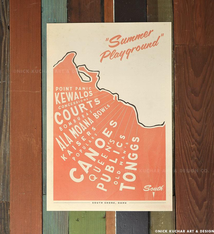 Nick Kuchar 12X18 RETRO HAWAII TRAVEL PRINT: SOUTH SHORE MAP