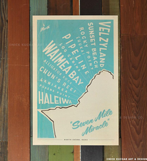 Nick Kuchar 12X18 RETRO HAWAII TRAVEL PRINT: NORTH SHORE MAP