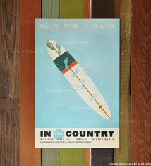 Nick Kuchar 12X18 RETRO HAWAII TRAVEL PRINT: GOIN FOR A WALK