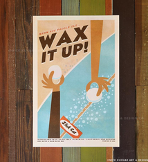Nick Kuchar 12X18 RETRO HAWAII TRAVEL PRINT: WAX IT UP