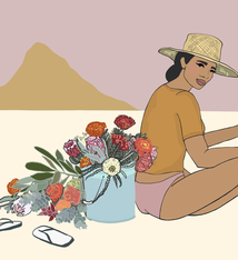 Margie Rice PAIL OF PROTEA- 8X10 MATTED PRINT