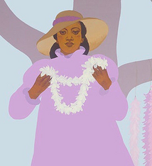 Pegge Hopper LEI STAND KAPALUA, with Light Gray Wood Frame, White Matting & glass