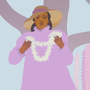 Pegge Hopper LEI STAND KAPALUA, with Light Gray Wood Frame, White Matting & glass